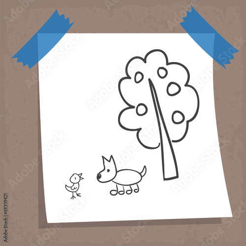 Sketch : dog and tree