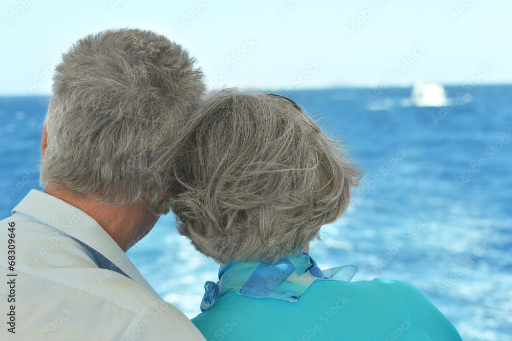 Fototapeta premium Elder couple looking a sea together