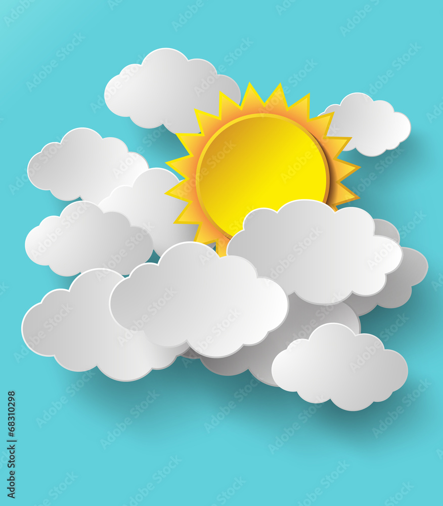 Vector sun with clouds background. Vector sun with clouds background.