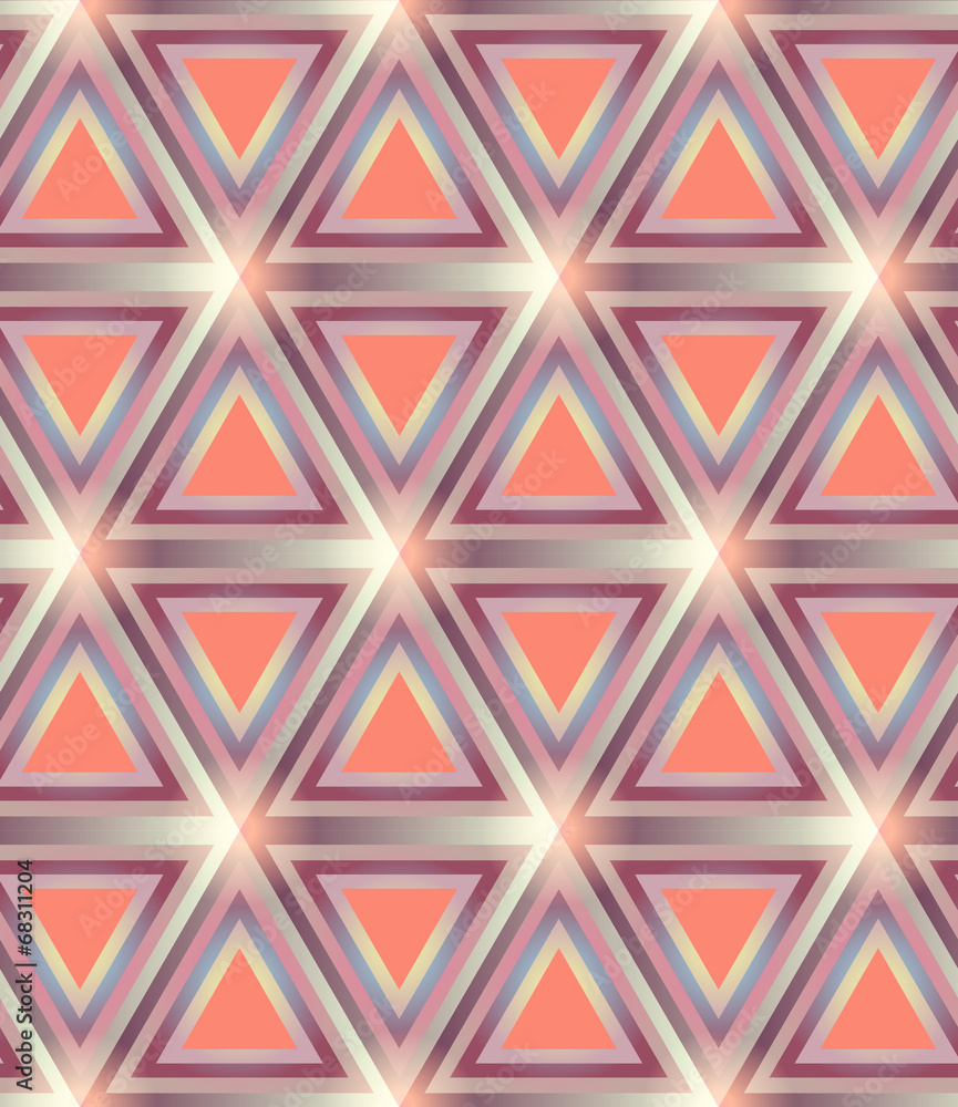 Orange glowing geometric triangle grid seamless background