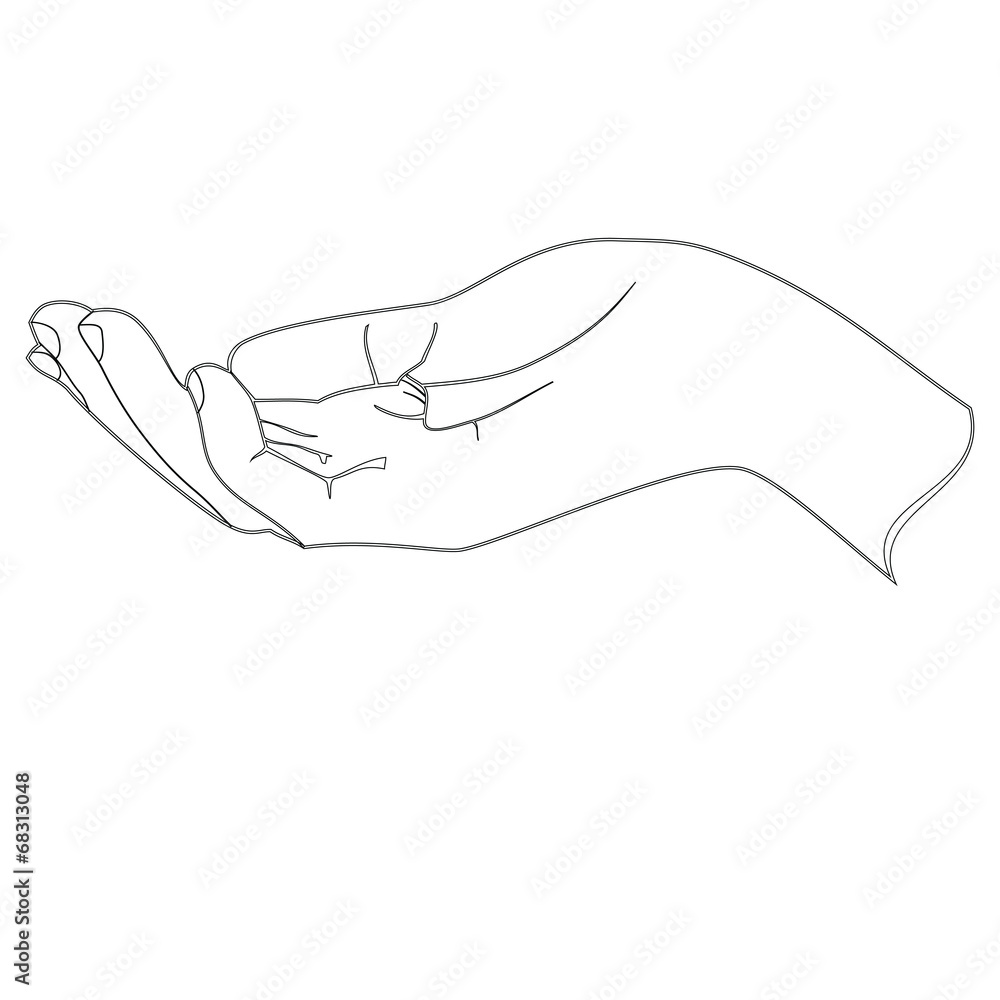 Fototapeta premium White hand on a white background. Raster