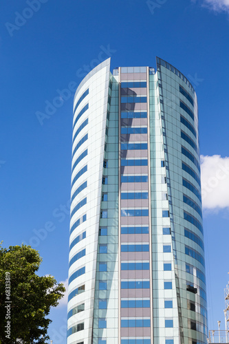 Modern Blue And Green Hotel Tower