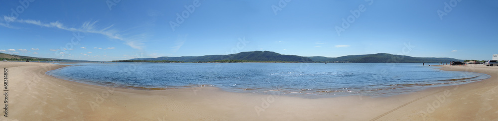 panorama of the beach on the shores of the Volga River