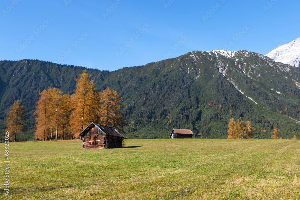 alpine Landscape with alpine shed, Austria, Tyrol