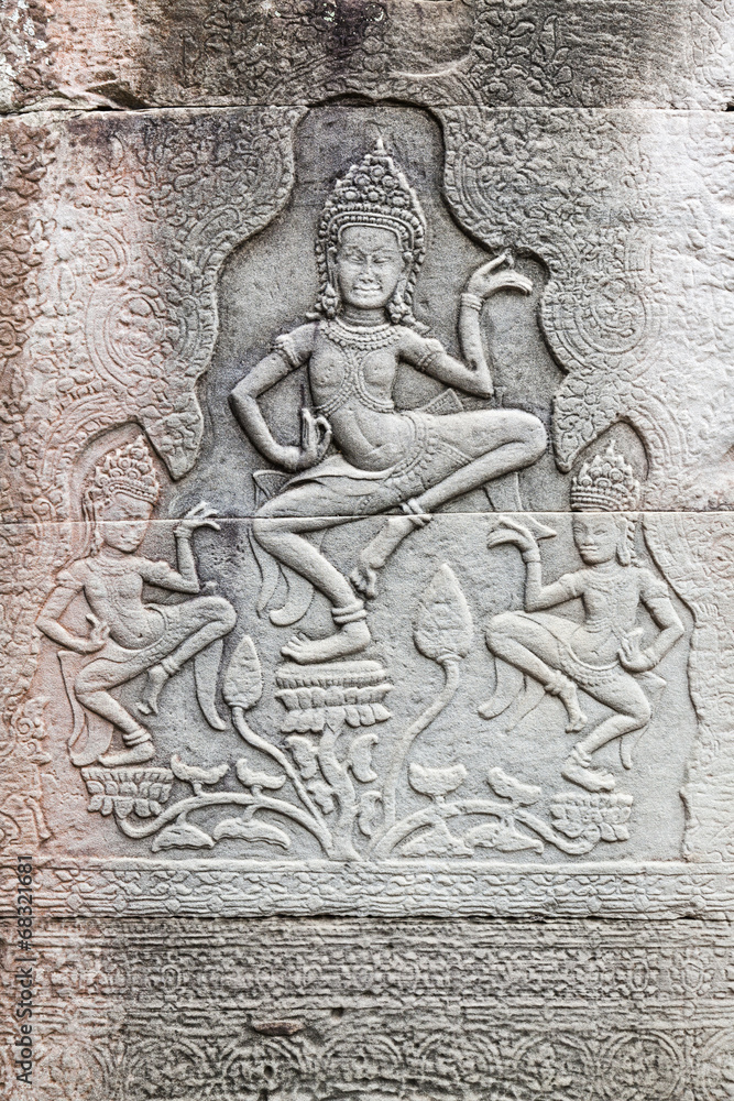 Apsara Relief in Tempel Bayon von Angkor