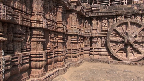Konark temple historical chariot wheels, India
