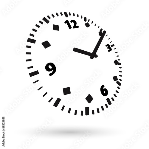 simple 3d clock, black white, fullz editable vector