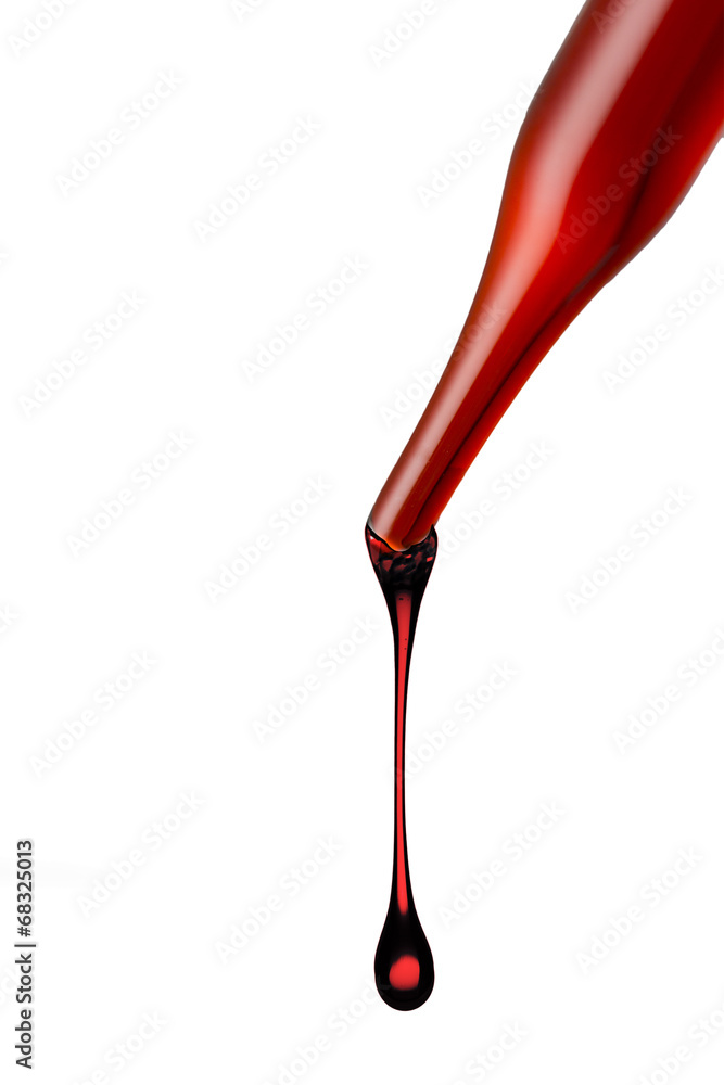 Red chemical drop into test tube Red chemical drop into test tube