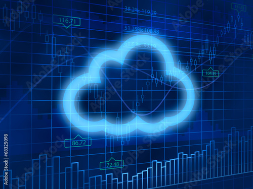Cloud computing symbol on finance background