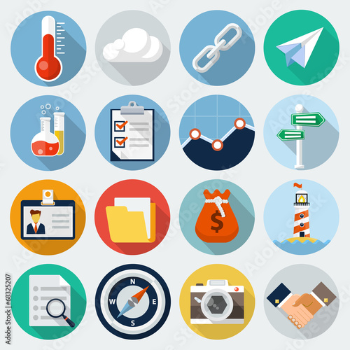 Flat Icons with long shadow,set 6