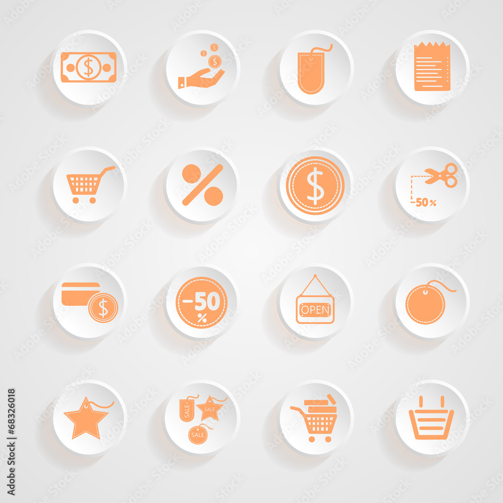 Fototapeta premium button shadows Shopping Icon Set