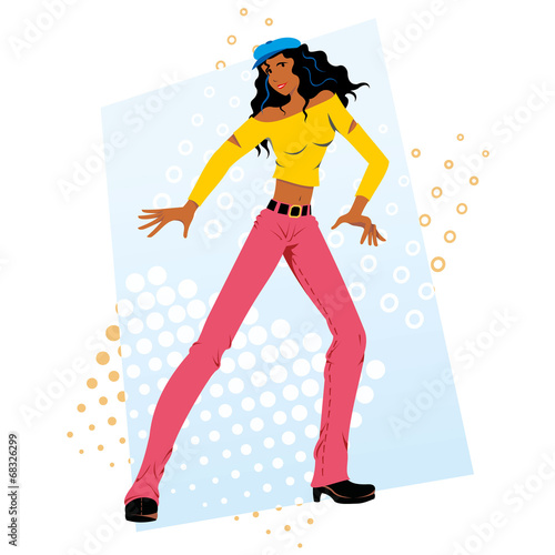 Afrodescendant funky beautiful girl happy dancing