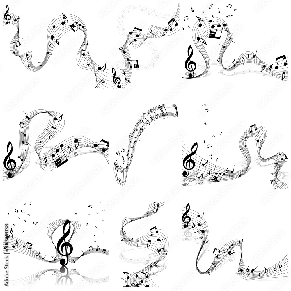 Fototapeta premium Musical notes staff set
