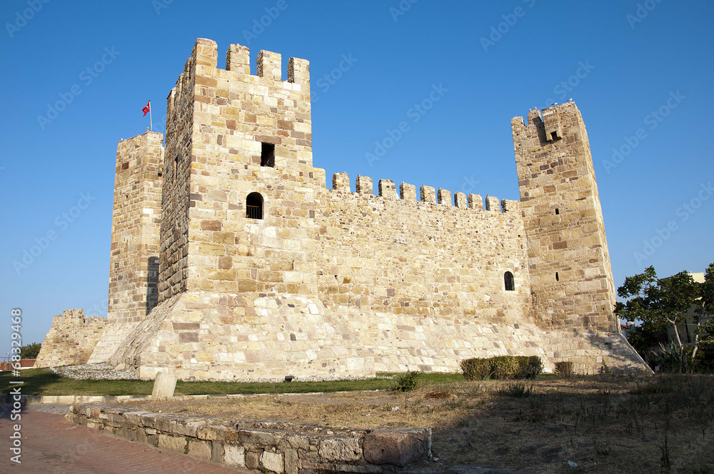 medieval fortress in the small port town of Candarli in Turkey