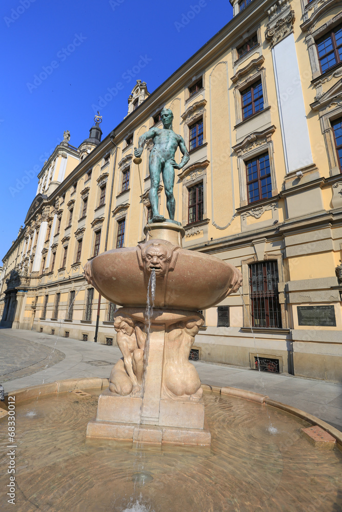 Obraz premium Wrocław - fontanna - Uniwersytet