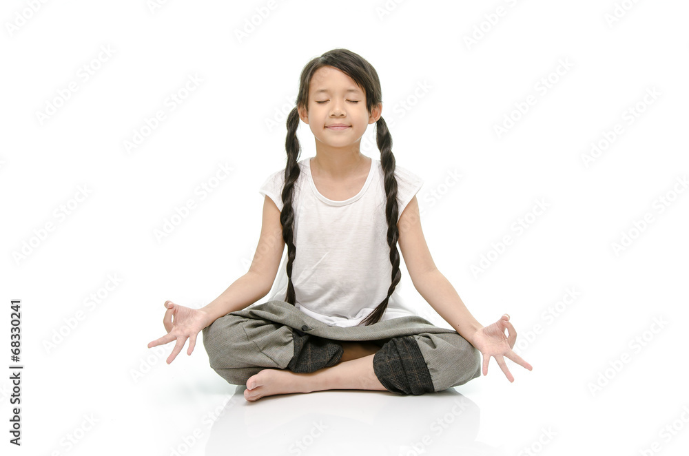Portrait of beautiful asian girl meditating Portrait of beautiful asian girl meditating
