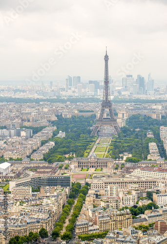 Eiffel Tower. Aerial view with cityscape