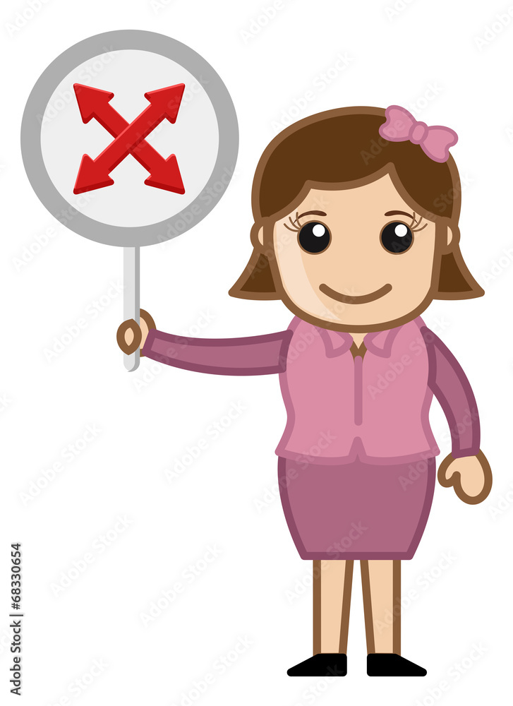 Crossed Arrows - Woman Showing Sign Board Crossed Arrows - Woman Showing Sign Board