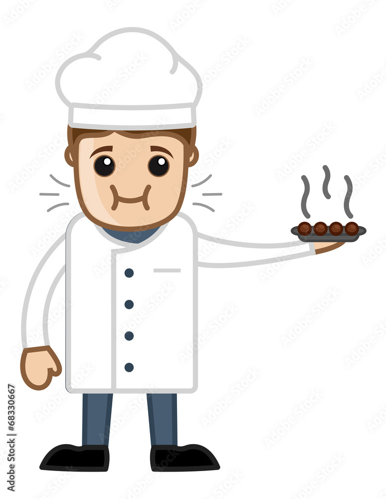Cartoon Chef Tasting His Own Dish Vector Cartoon Chef Tasting His Own Dish Vector