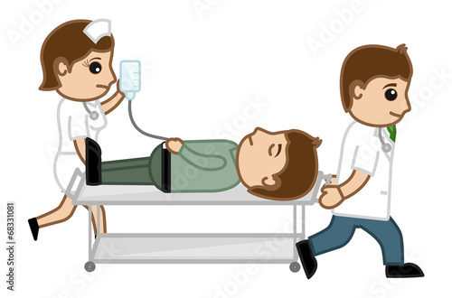 Doctor and Nurse Carrying Patient to Operation Theater