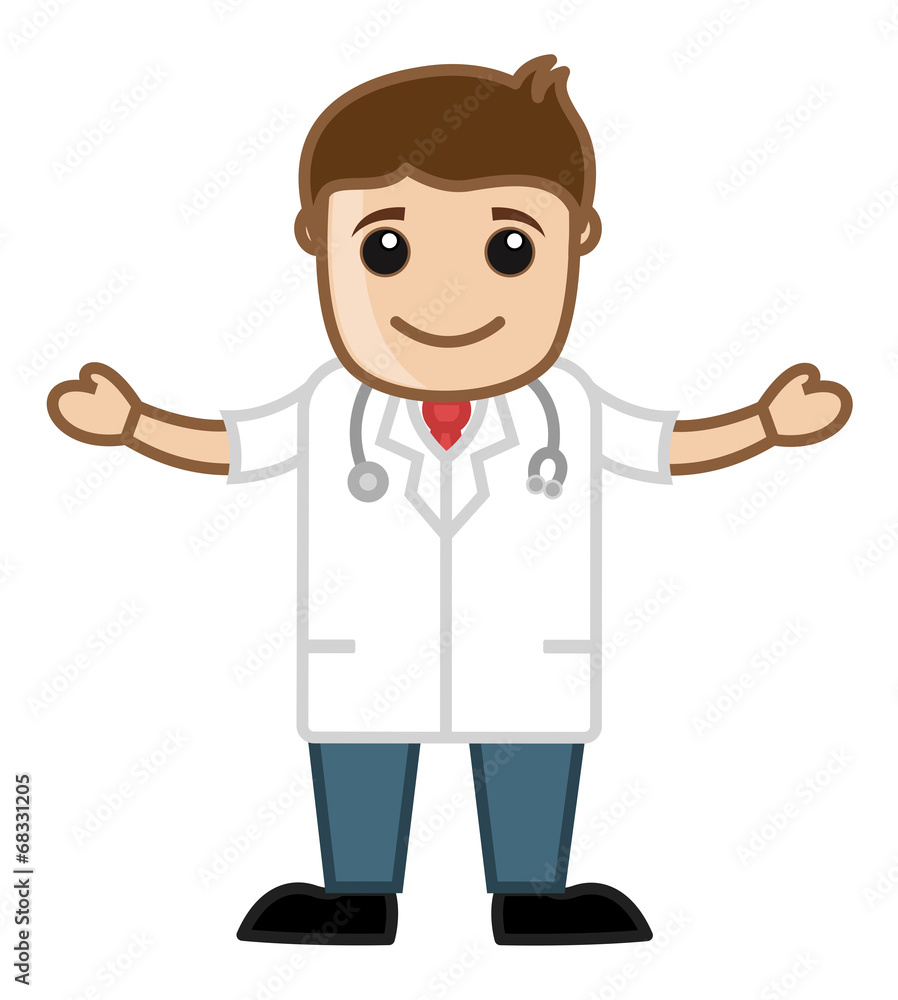Happy Doctor - Cartoon Vector Character Happy Doctor - Cartoon Vector Character