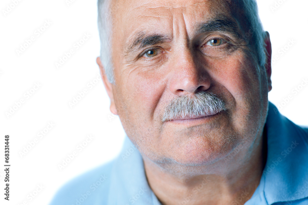Lonely old man with gray hair and mustache Lonely old man with gray hair and mustache