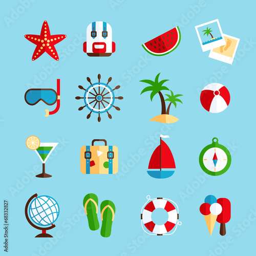 Holiday vacation icons set