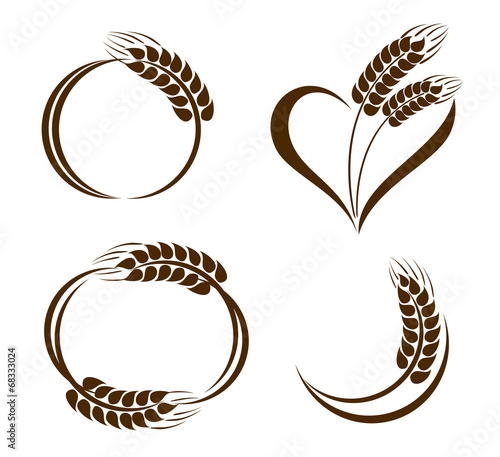 Set of abstract wheat ears icons