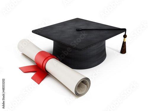 Mortar board and diploma