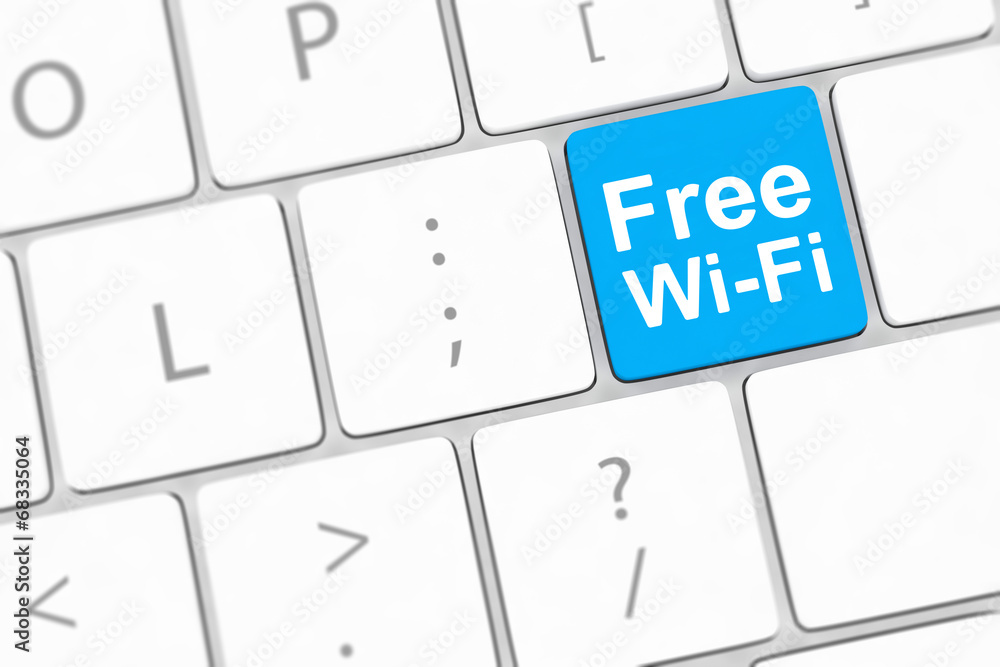 Free WI-FI button on keyboard with soft focus Free WI-FI button on keyboard with soft focus