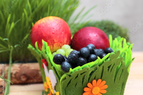 Fresh fruits in a bucket