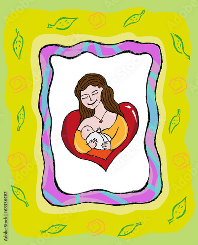 Mother Breastfeeding her baby concept vector