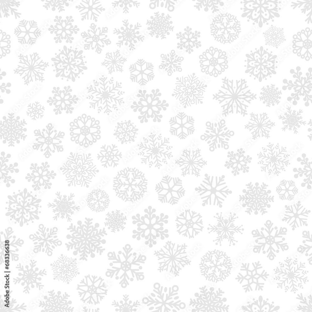 Seamless pattern of snowflakes, gray on white Seamless pattern of snowflakes, gray on white
