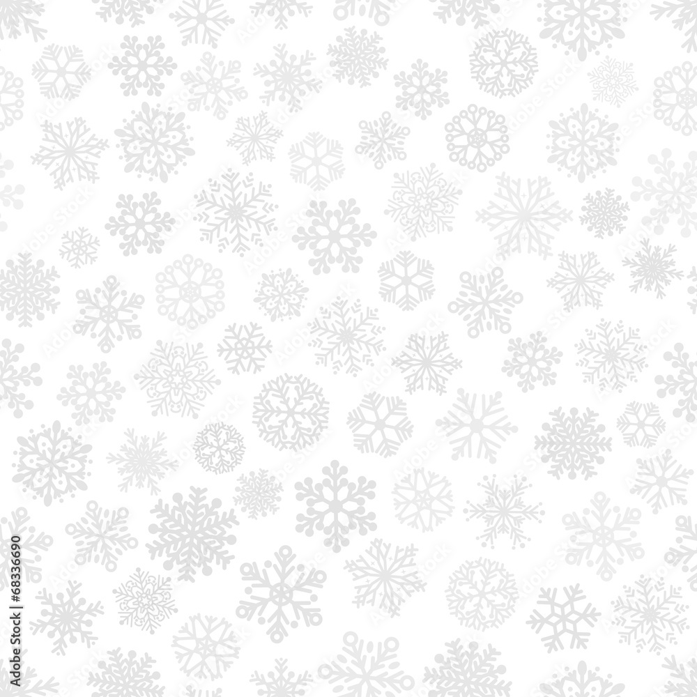 Seamless pattern of snowflakes, gray on white Seamless pattern of snowflakes, gray on white