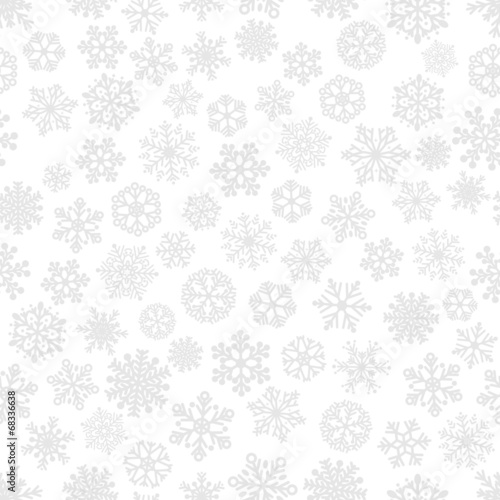 Seamless pattern of snowflakes  gray on white