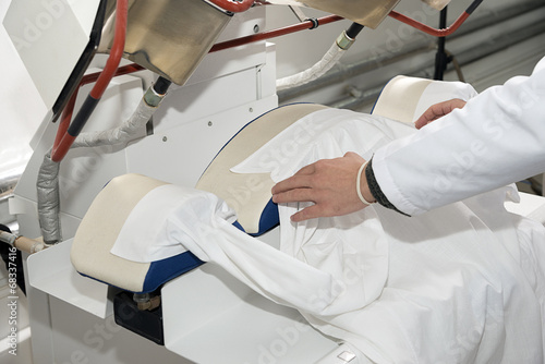 Shirt ironing machine at dry cleanar