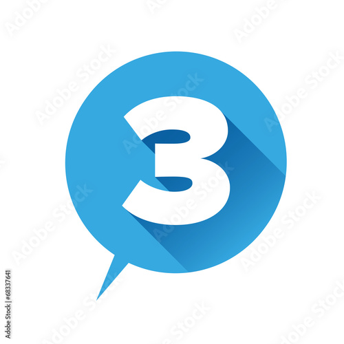 Number three icon - flat style