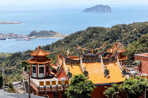 Rooftop of a Hillside Chinese Temple in Jiufen  Taiwan