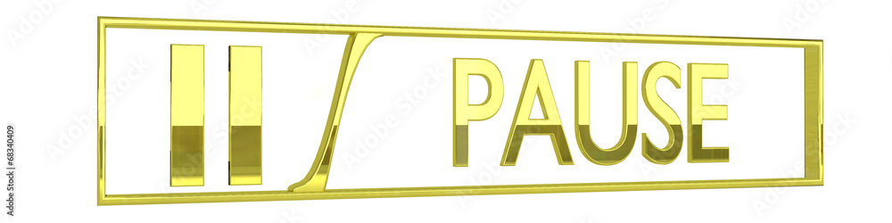 glossy golden Pause icon - 3D render isolated on white glossy golden Pause icon - 3D render isolated on white