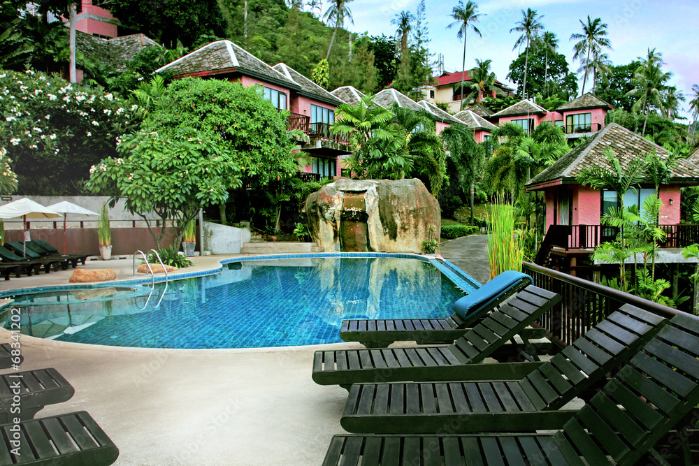 beautiful swimming pool in tropical resor