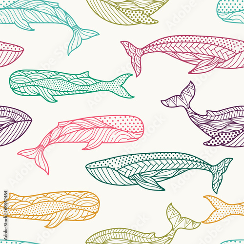 Whales seamless pattern