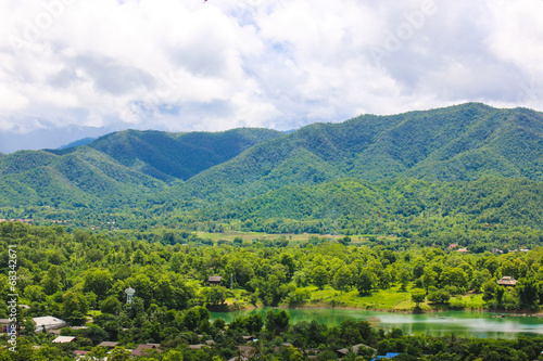 Beautiful mountain landscape. Cloudy sky. in Country at Chiang