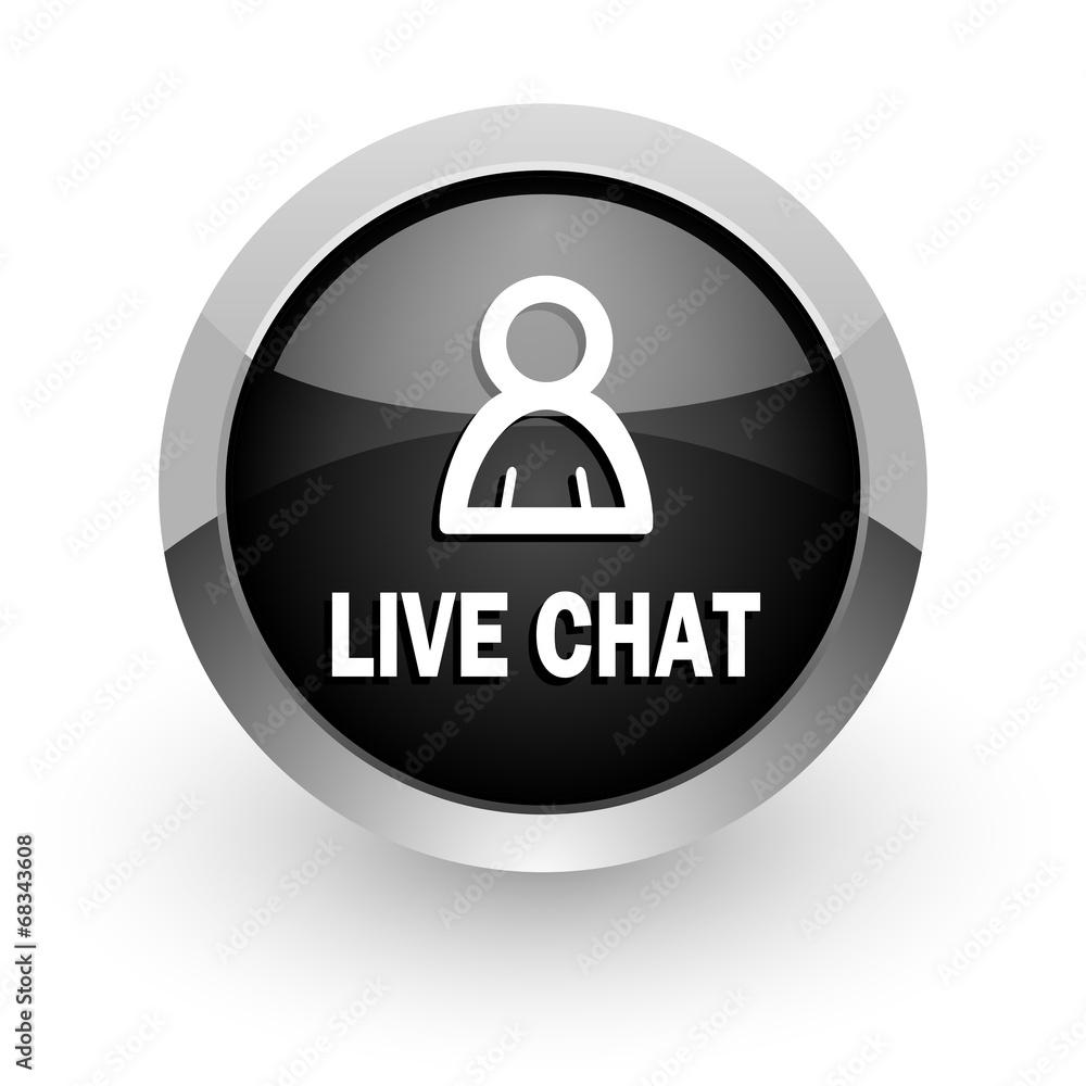 live chat chrome glossy web icon live chat chrome glossy web icon