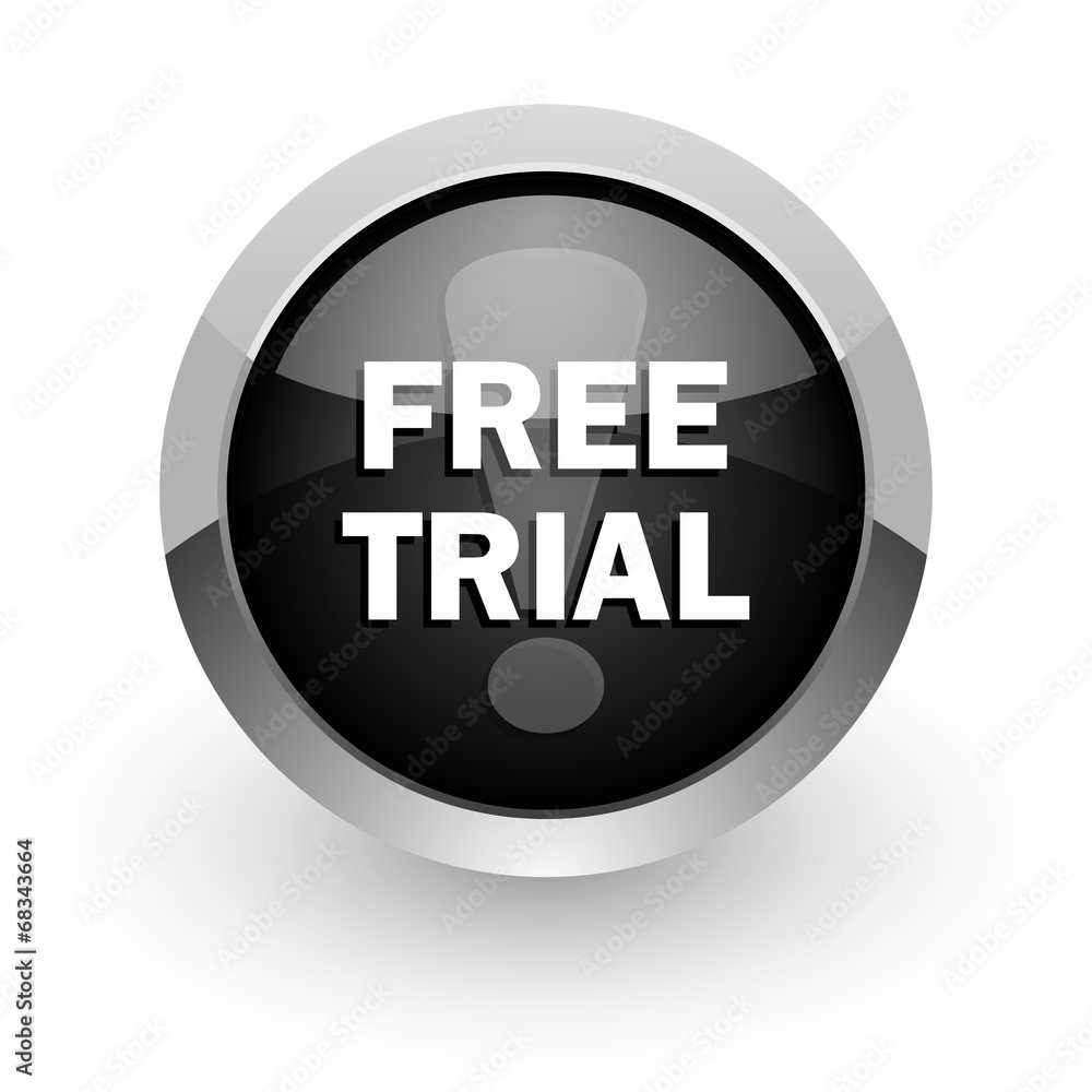 free trial black chrome glossy web icon free trial black chrome glossy web icon
