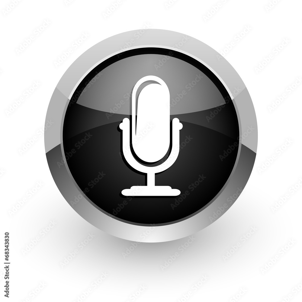 microphone black chrome glossy web icon microphone black chrome glossy web icon