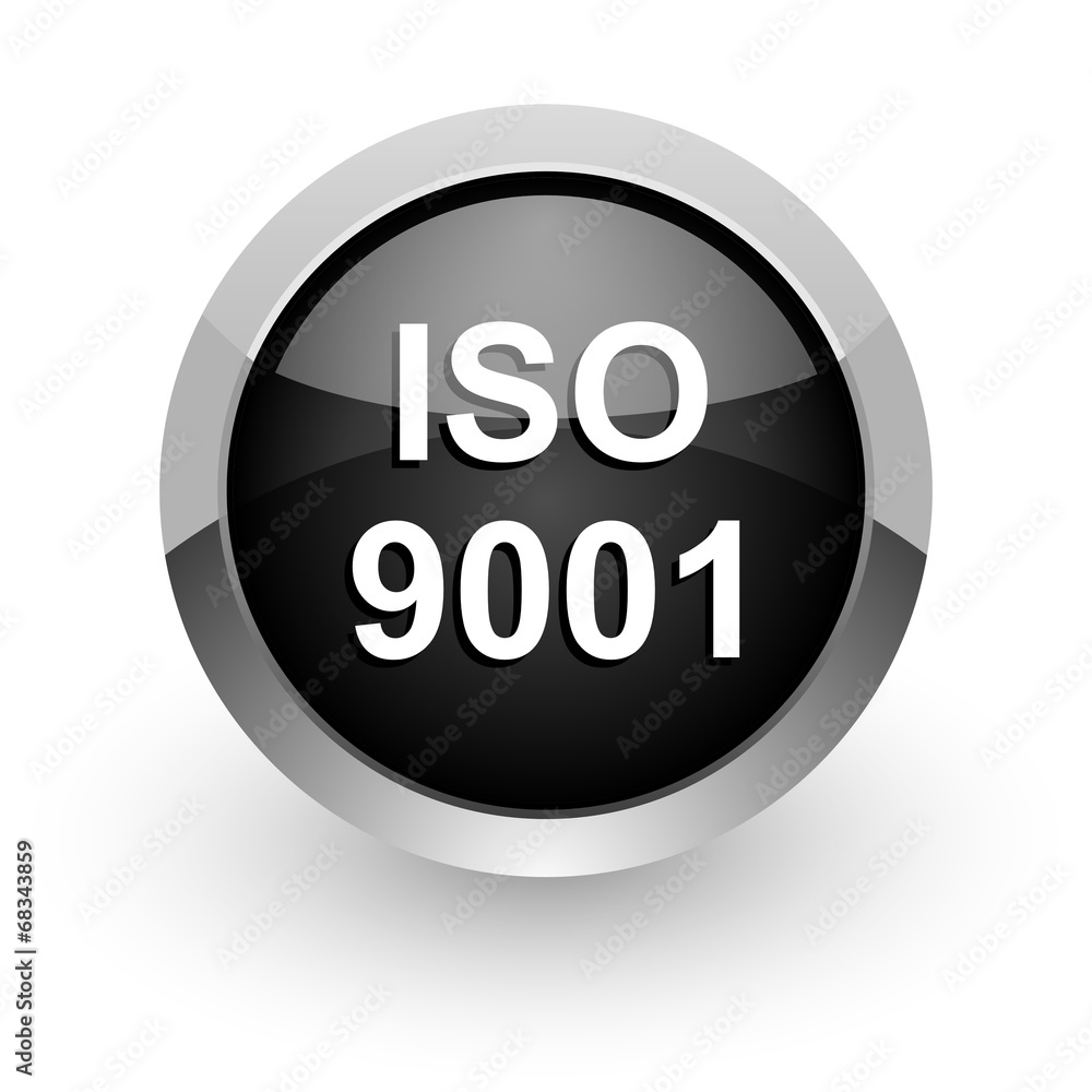 iso 9001 black chrome glossy web icon iso 9001 black chrome glossy web icon