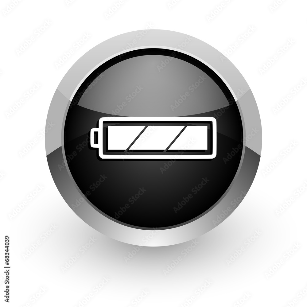 battery black chrome glossy web icon battery black chrome glossy web icon