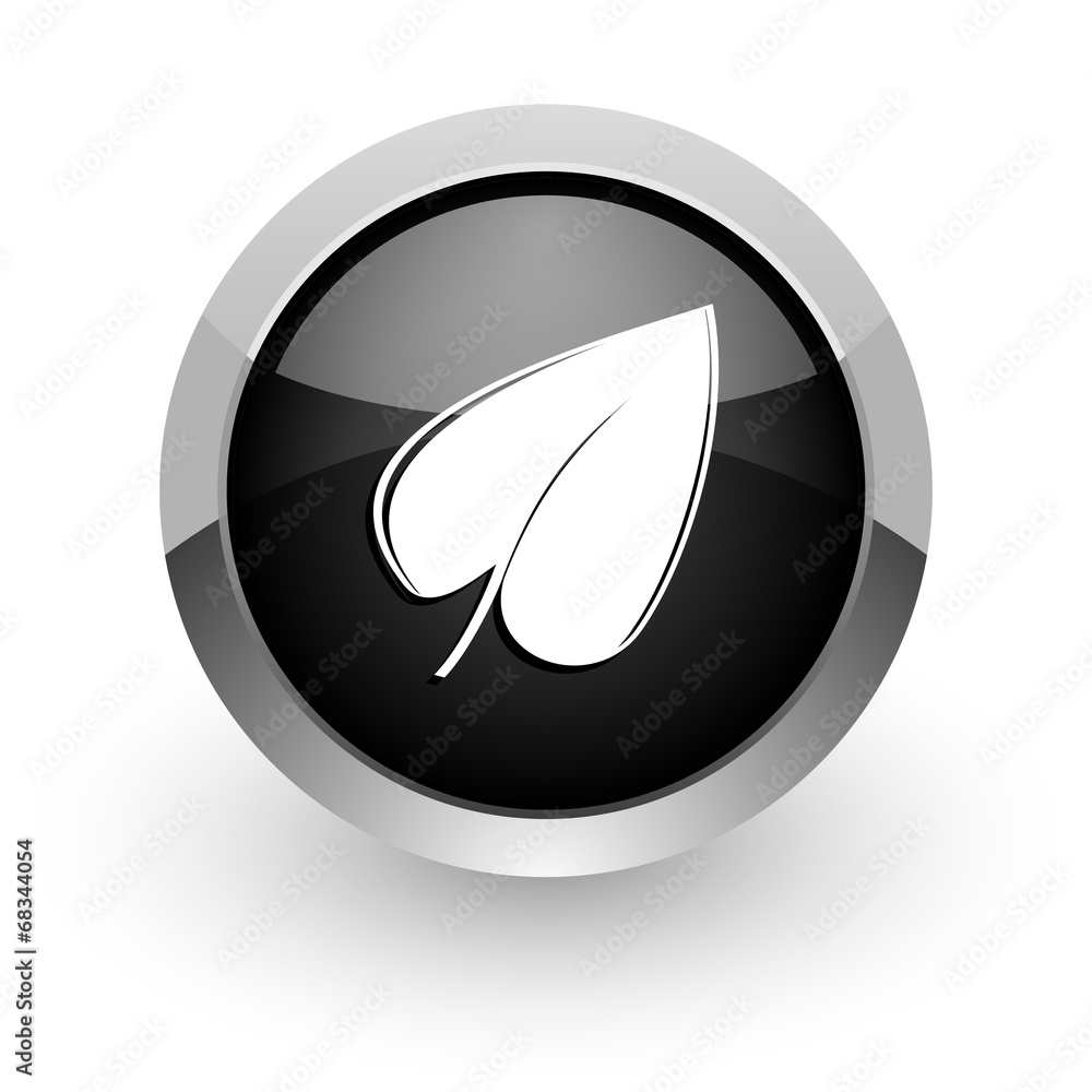 leaf black chrome glossy web icon leaf black chrome glossy web icon