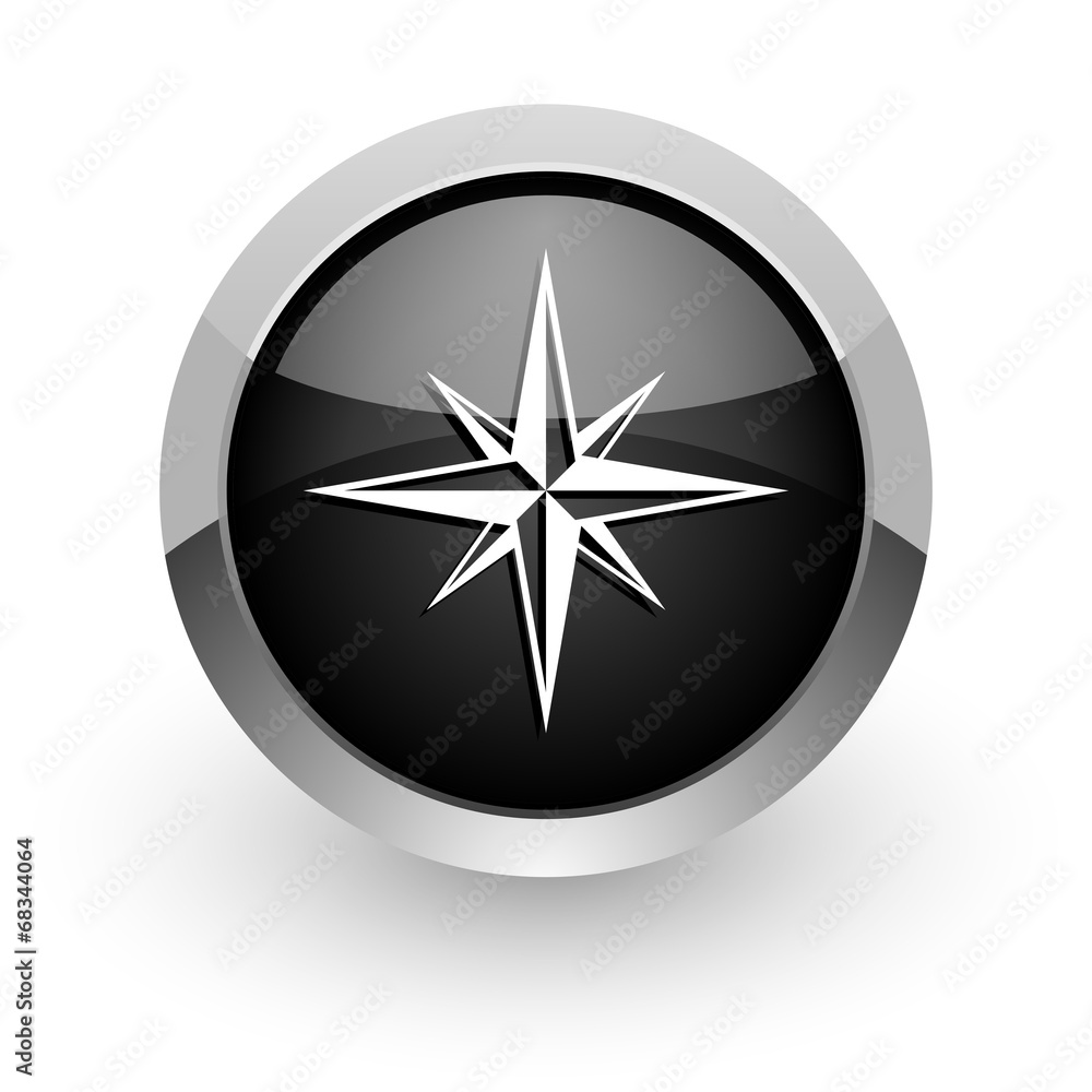 compass black chrome glossy web icon compass black chrome glossy web icon