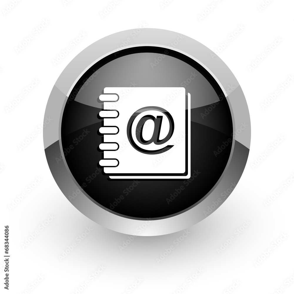 address book black chrome glossy web icon address book black chrome glossy web icon